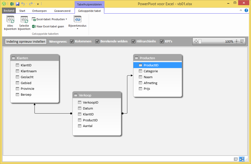 Voorbeeld PowerPivot