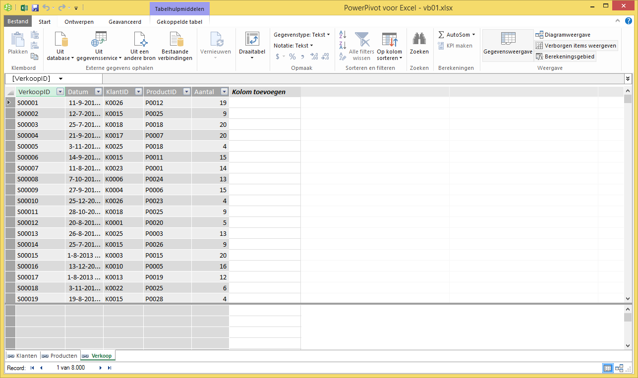 Voorbeeld PowerPivot